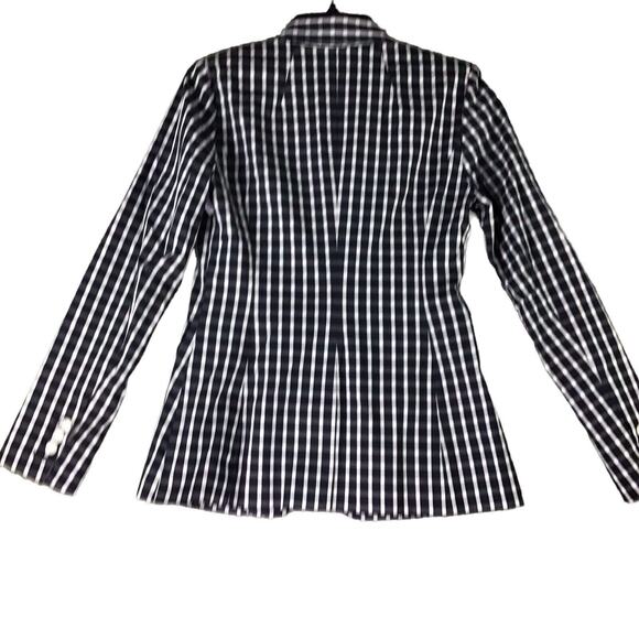 1901 Women’s Size 0 Black White Gingham Check Single Button Cotton Blazer - Picture 5 of 15